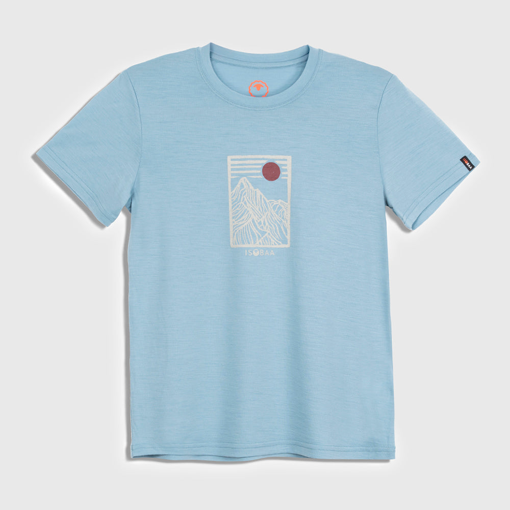 Womens Merino 150 Stamp Summit Tee (Lagoon/Jute)