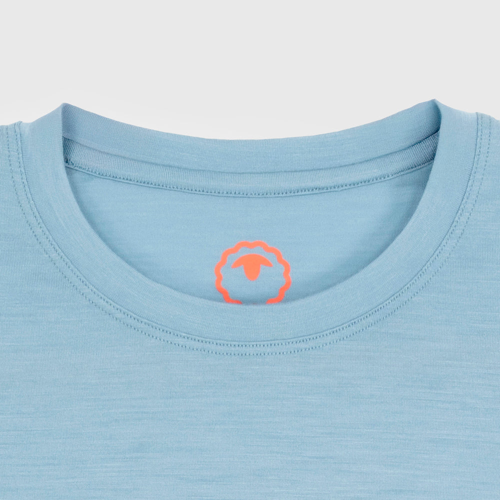 Womens Merino 150 Stamp Summit Tee (Lagoon/Jute)