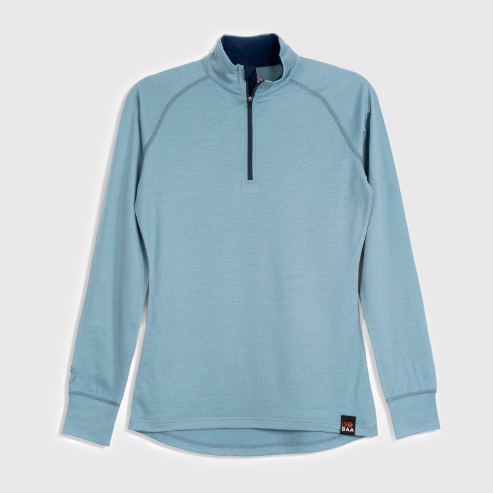 Femme Mérinos 200 Manches Longues Zip Neck (Lagoon/Navy)