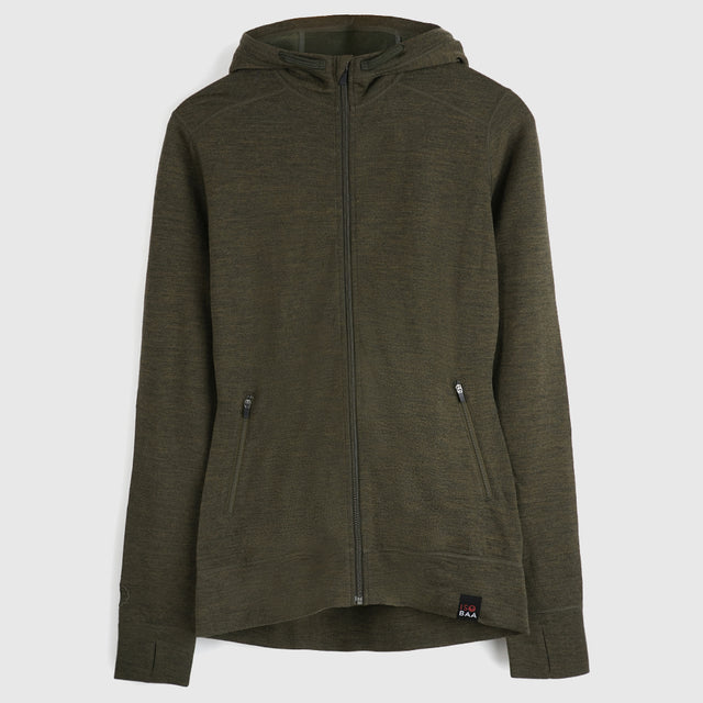 Womens Merino 260 Casual Hoodie (Dark Olive)