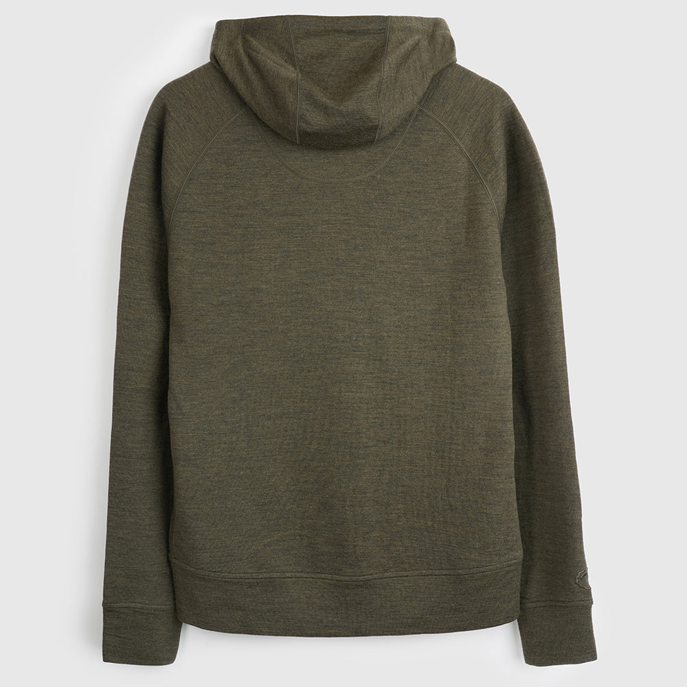 Womens Merino 260 Lounge Hoodie (Dark Olive)