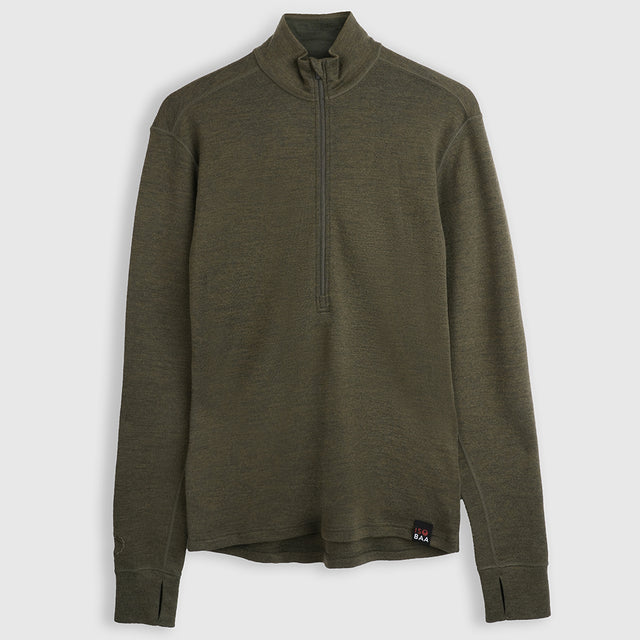 Womens Merino 320 Long Sleeve Half Zip (Dark Olive)