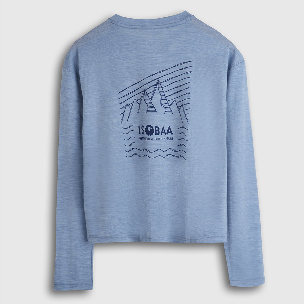 Womens Sketched Horizon Merino 150 LS Relaxed Tee (Sky)
