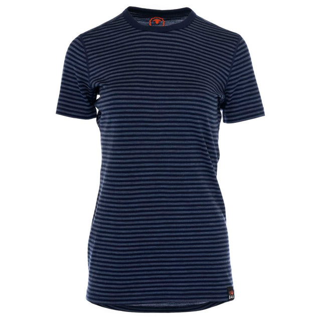 Isobaa | Womens Merino 150 Short Sleeve Crew (Stripe Navy/Denim) | Gear up for performance and comfort with Isobaa's technical Merino short-sleeved top.
