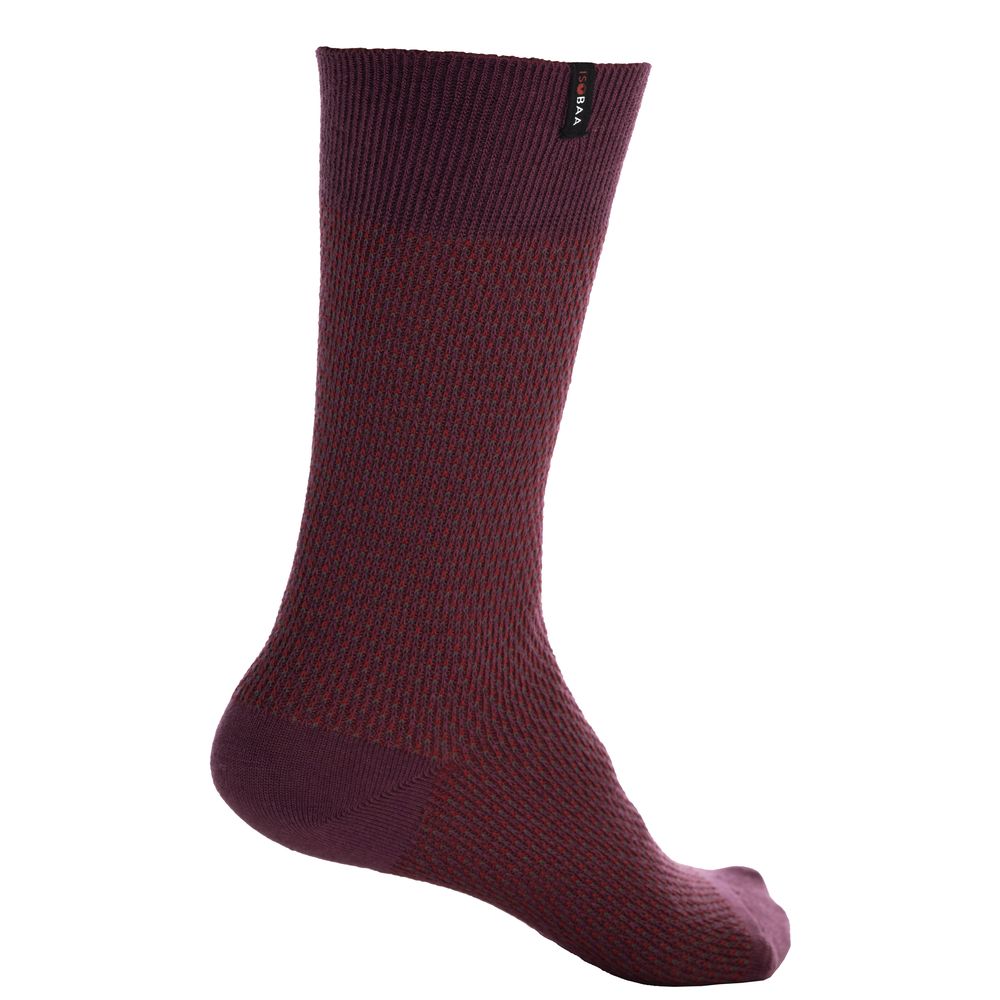 Merino Blend Moss Stitch Socks (3 Pack - Wine/Charcoal/Petrol)