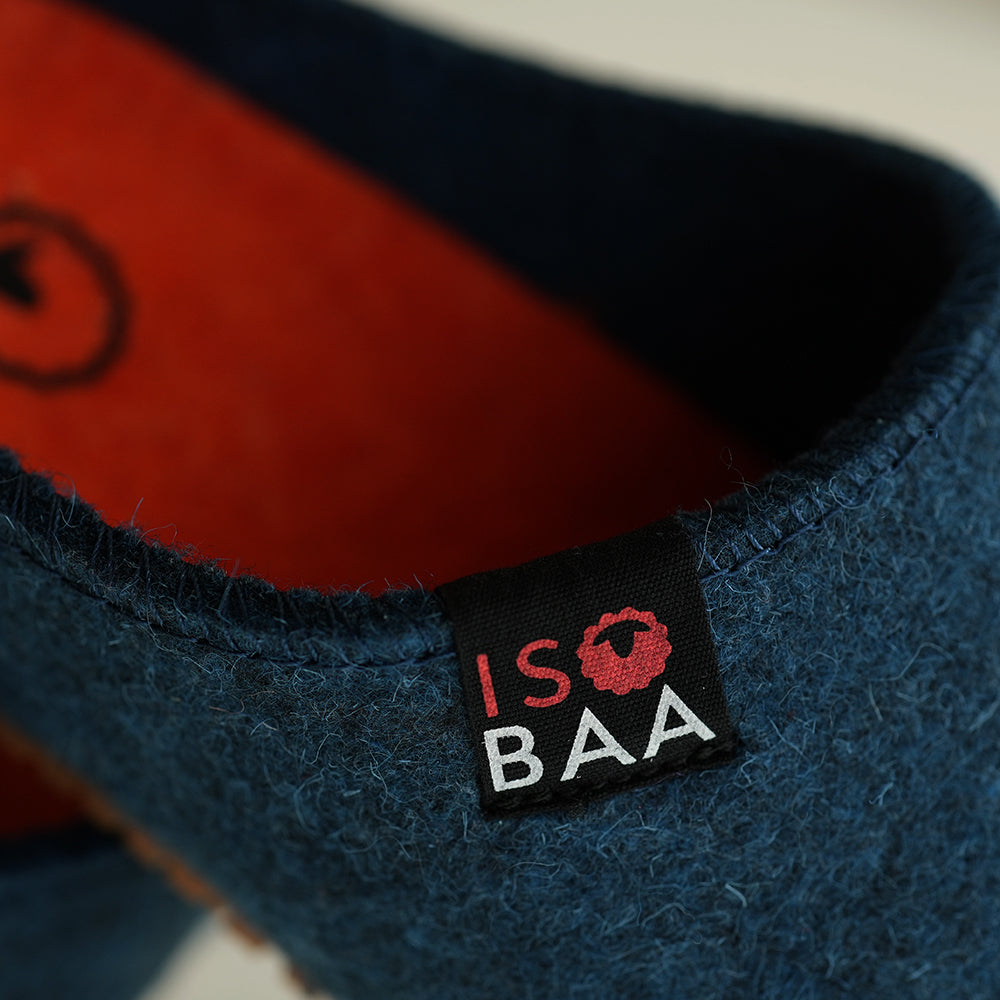 Merino Wool Blend Slippers (Petrol/Orange)
