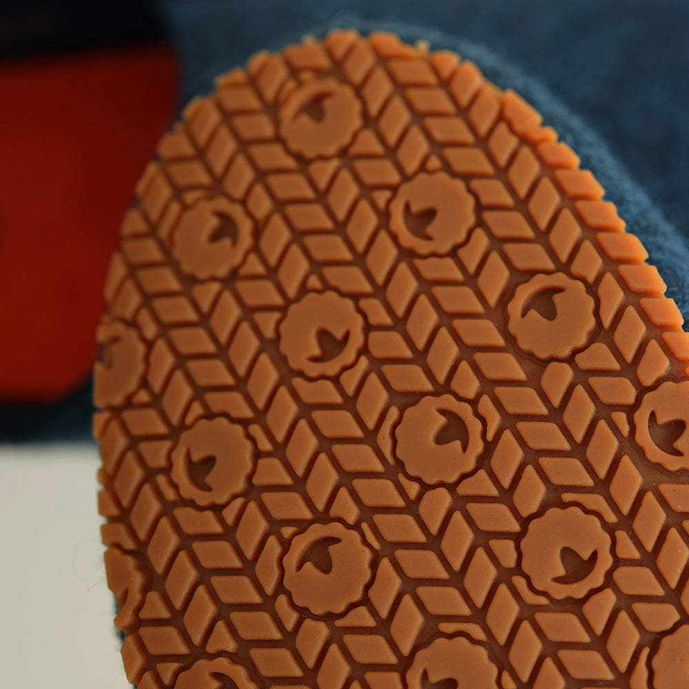 Merino Wool Blend Slippers (Petrol/Orange)