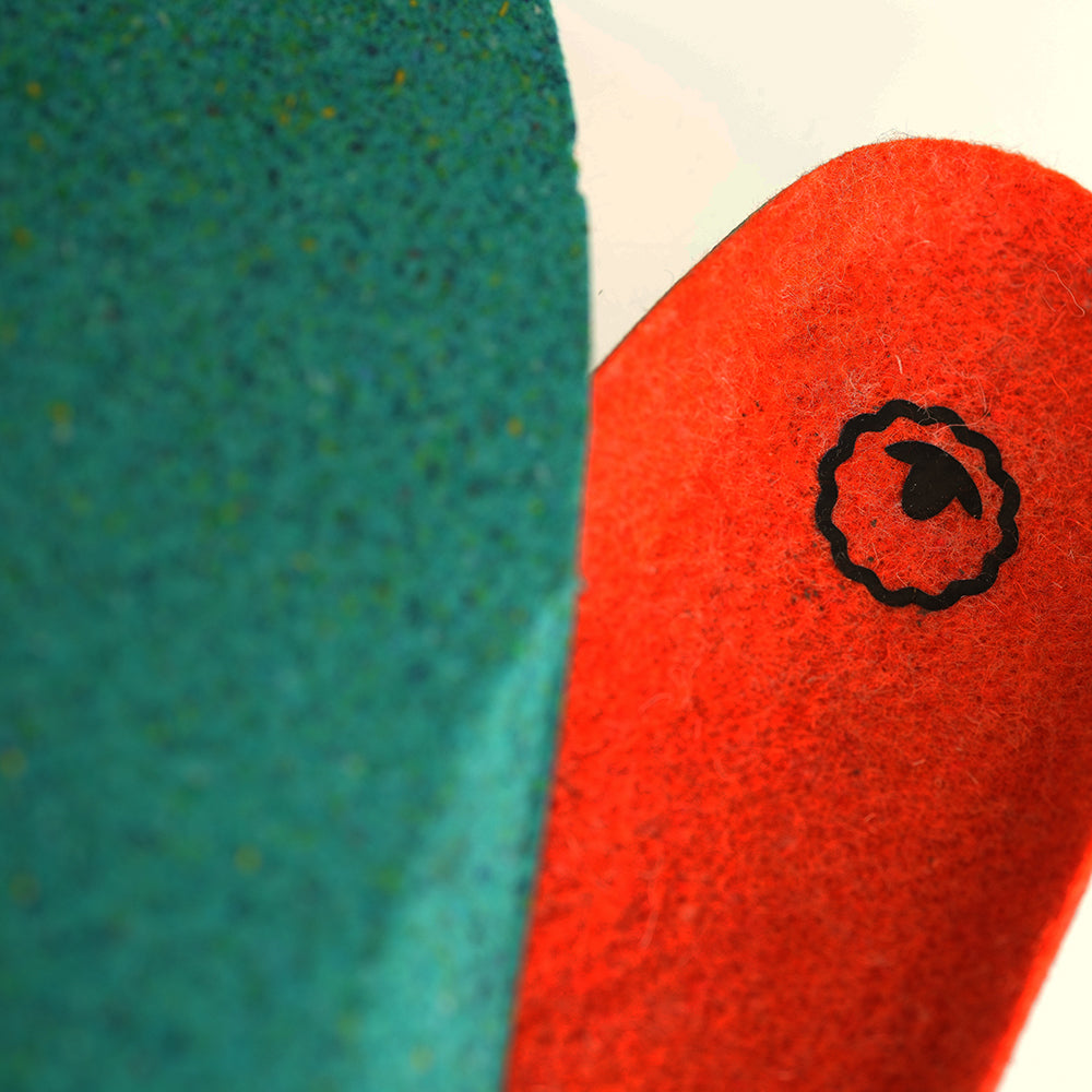 Merino Wool Blend Slippers (Petrol/Orange)