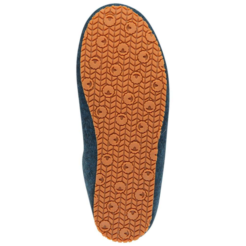 Merino Wool Blend Slippers (Petrol/Orange)