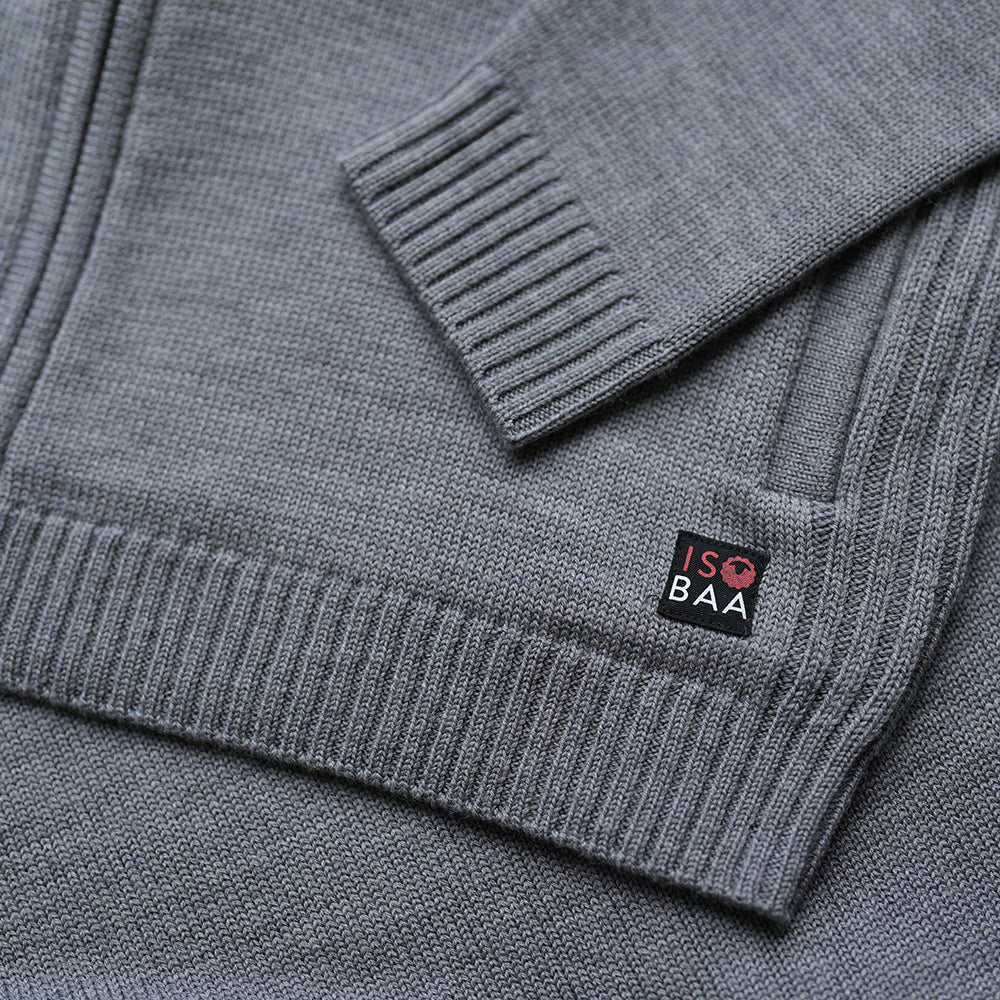 Isobaa | Mens Merino Zip Sweater (Charcoal Melange) | Discover exceptional warmth, comfort, and everyday versatility with our extrafine Merino wool sweater.