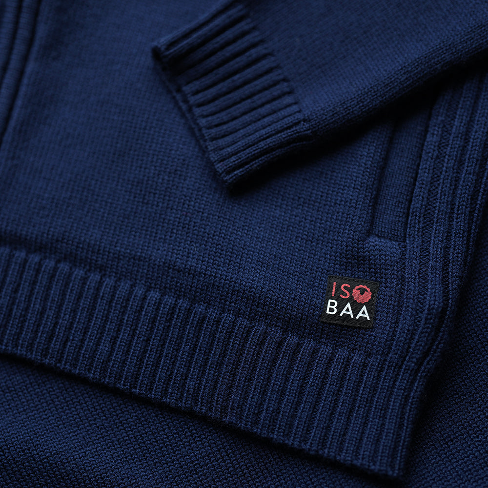 Isobaa | Mens Merino Zip Sweater (Navy) | Discover exceptional warmth, comfort, and everyday versatility with our extrafine Merino wool sweater.