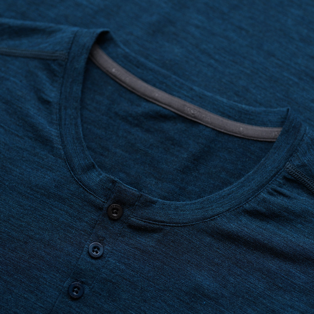 Isobaa | Mens Merino Blend 160 PJ Henley (Petrol) | Relax with our superfine Merino blend Henley.