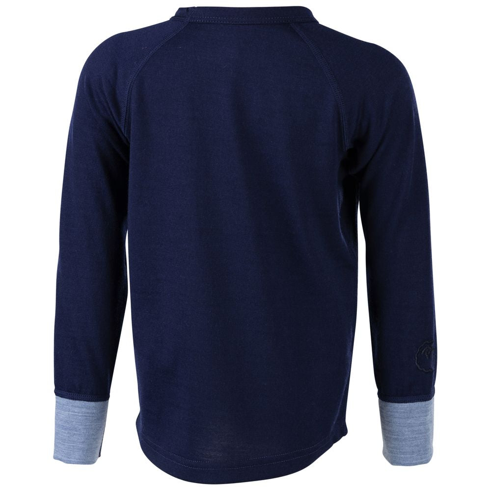 Isobaa | Kids Merino Blend 200 Long Sleeve Crew (Navy/Sky) | Your child's new favorite top: warm, breathable, and always comfortable thanks to Isobaa's Merino Wool blend.