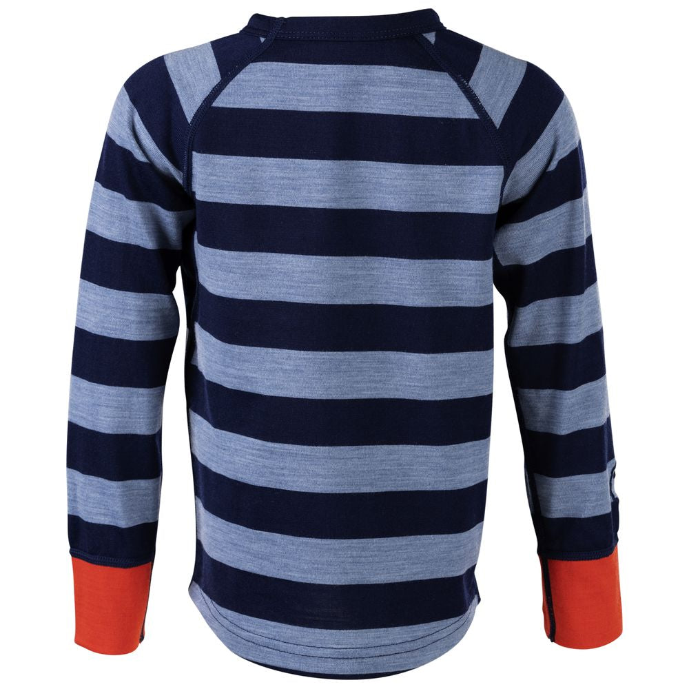 Isobaa | Kids Merino Blend 200 Long Sleeve Crew (Stripey Navy/Sky) | Your child's new favorite top: warm, breathable, and always comfortable thanks to Isobaa's Merino Wool blend.