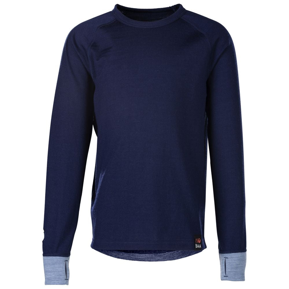 Isobaa | Junior Merino Blend 200 Long Sleeve Crew (Navy/Sky) | Your child's new favorite top: warm, breathable, and always comfortable thanks to Isobaa's Merino Wool blend.