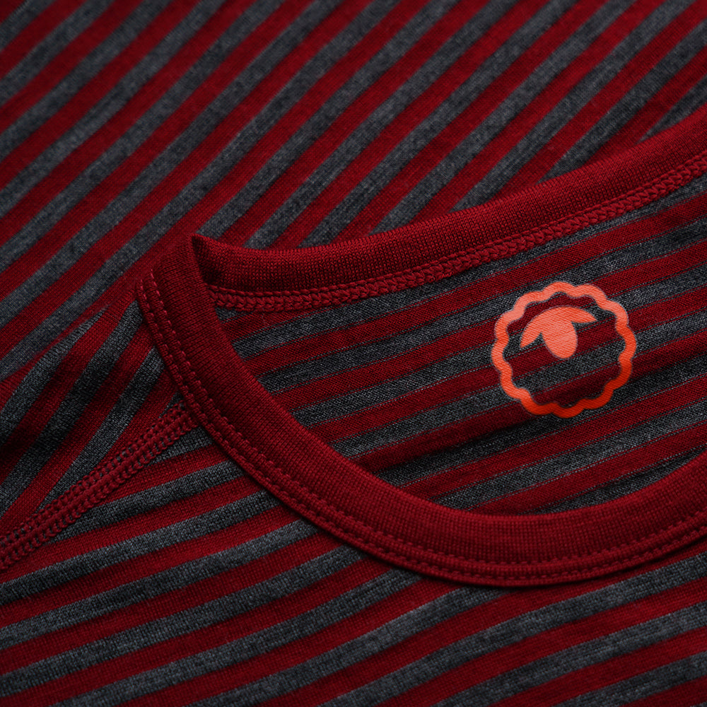 Isobaa | Mens Merino 150 Short Sleeve Crew (Stripe Red/Smoke) | Gear up for performance and comfort with Isobaa's technical Merino short-sleeved top.