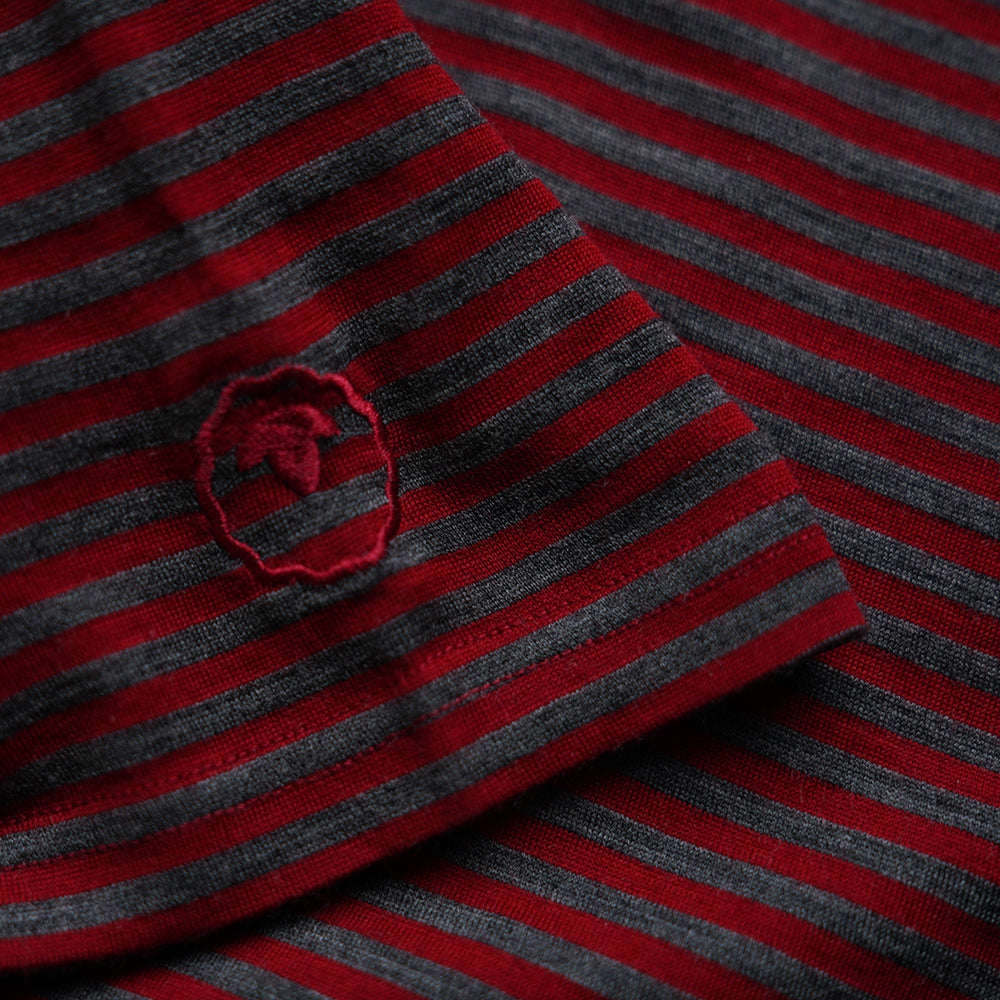 Isobaa | Mens Merino 150 Short Sleeve Crew (Stripe Red/Smoke) | Gear up for performance and comfort with Isobaa's technical Merino short-sleeved top.