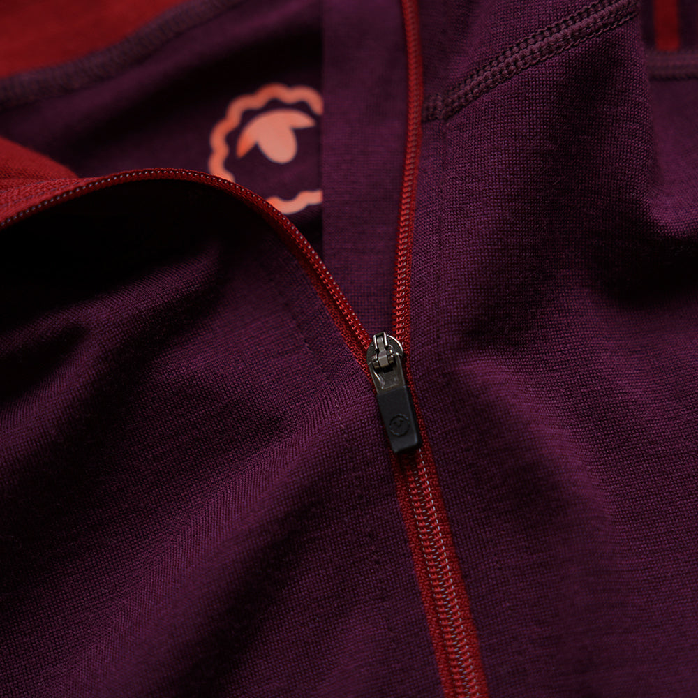 Isobaa | Mens Merino 200 Zip Neck Hoodie (Stripe Wine/Red) | The ultimate 200gm Merino wool hoodie.