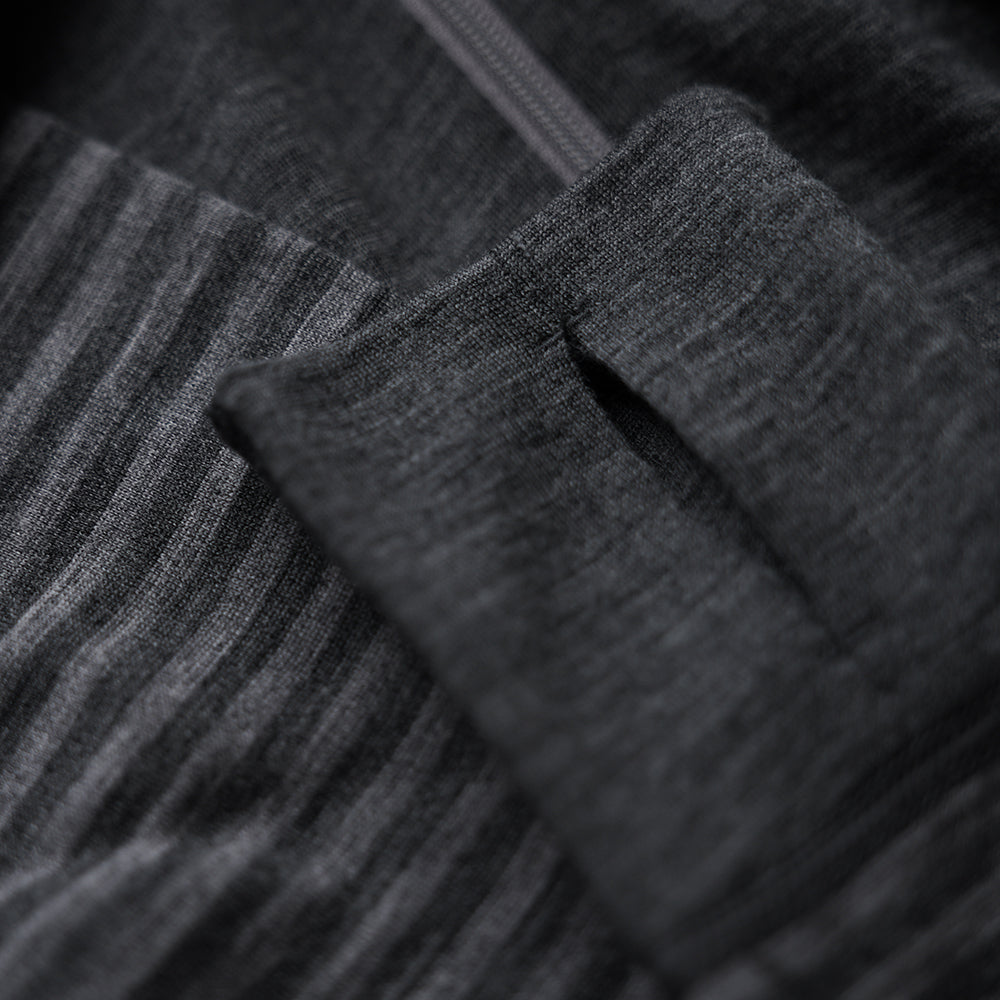 Isobaa | Womens Merino 200 Zip Neck Hoodie (Stripe Smoke/Charcoal) | The ultimate 200gm Merino wool hoodie.