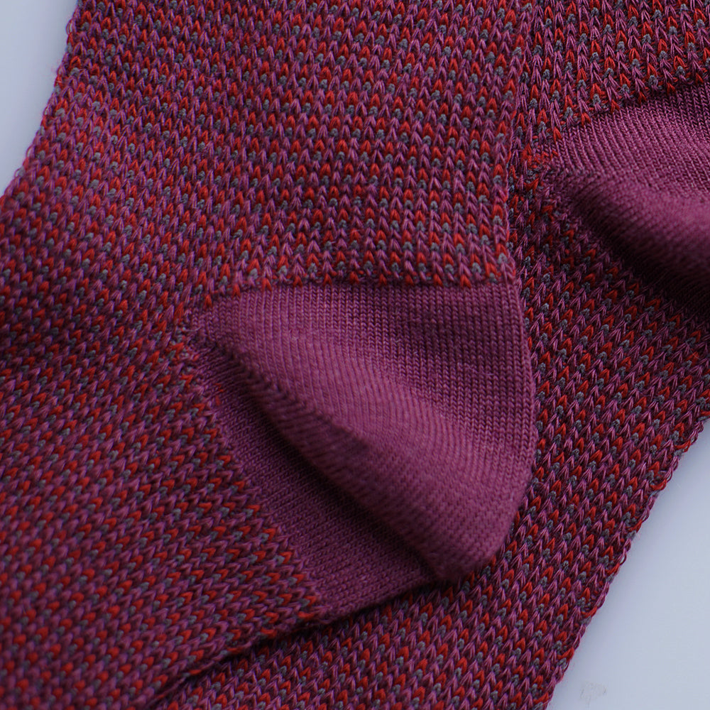 Merino Blend Moss Stitch Socks (Wine/Red)