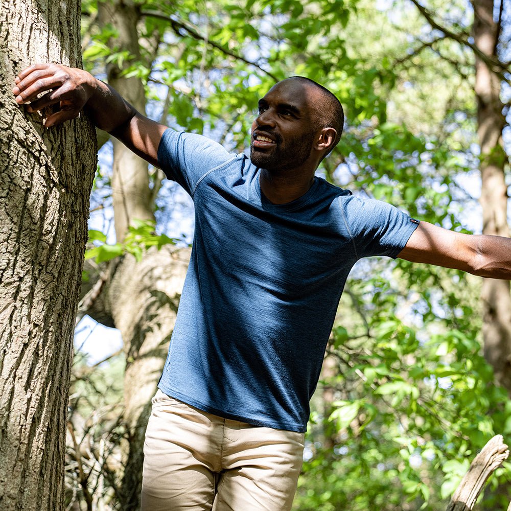 Isobaa | Mens Merino 150 V-Neck Tee (Petrol) | Embark on new adventures with Isobaa's superfine Merino V-neck Tee.