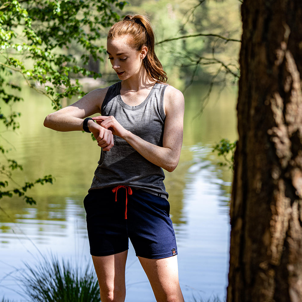 Isobaa | Womens Merino 200 Shorts (Navy) | Our premium 200gm Merino wool shorts are ideal for exercise, post-workout relaxation, weekend lounging, errands, or tackling your daily routines – experience unmatched softness, natural temperature regulation, and odour-resistance.