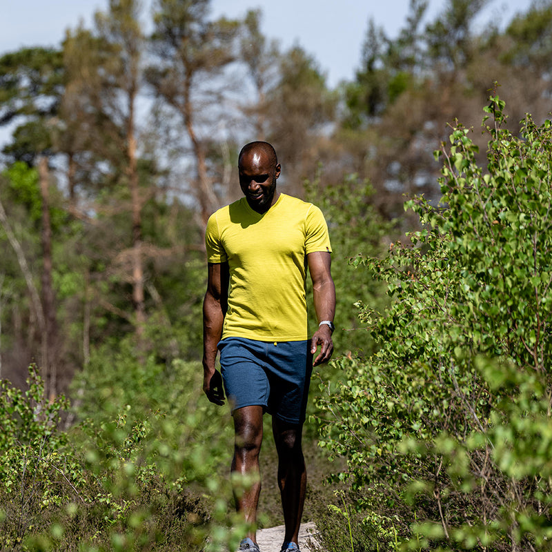 Isobaa | Mens Merino 150 V-Neck Tee (Lime) | Embark on new adventures with Isobaa's superfine Merino V-neck Tee.