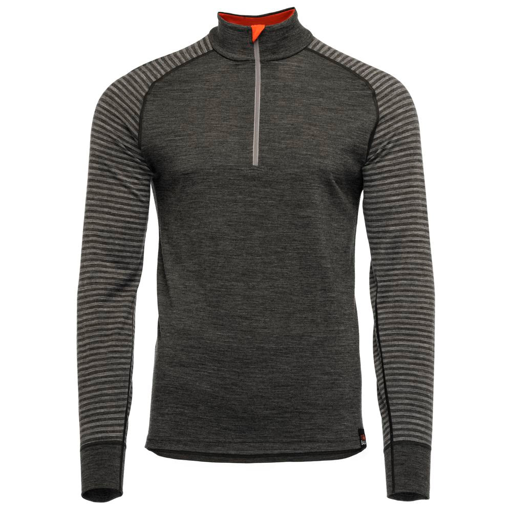 Isobaa | Mens Merino 200 Long Sleeve Zip Neck (Stripe Smoke/Charcoal) | Experience the best of 200gm Merino wool with this ultimate half-zip top – your go-to for challenging hikes, chilly bike commutes, post-workout layering, and unpredictable weather.