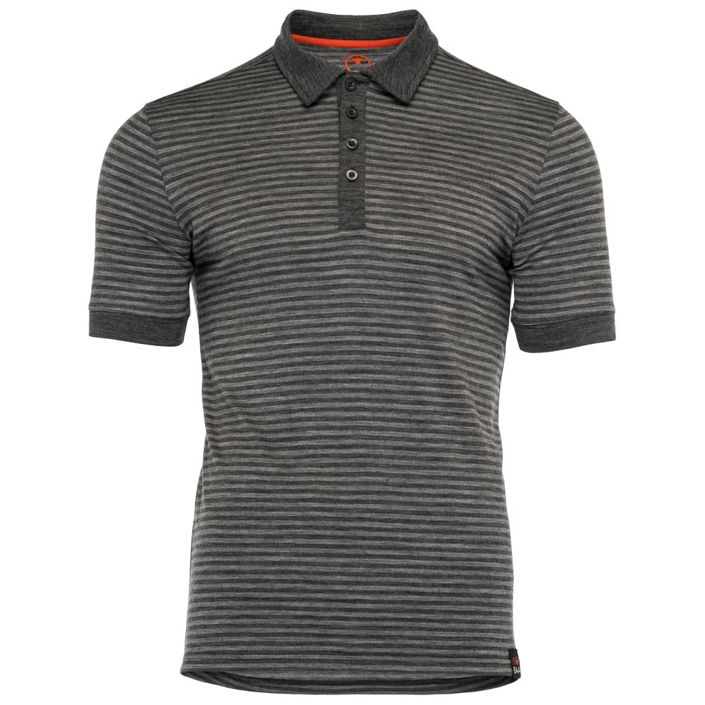 Isobaa | Mens Merino 180 Short Sleeve Polo Shirt (Stripe Smoke/Charcoal) | The ultimate Merino wool polo  – perfect for weekend hikes, bike commutes, post-adventure coffee stops, office days, and everything in-between.