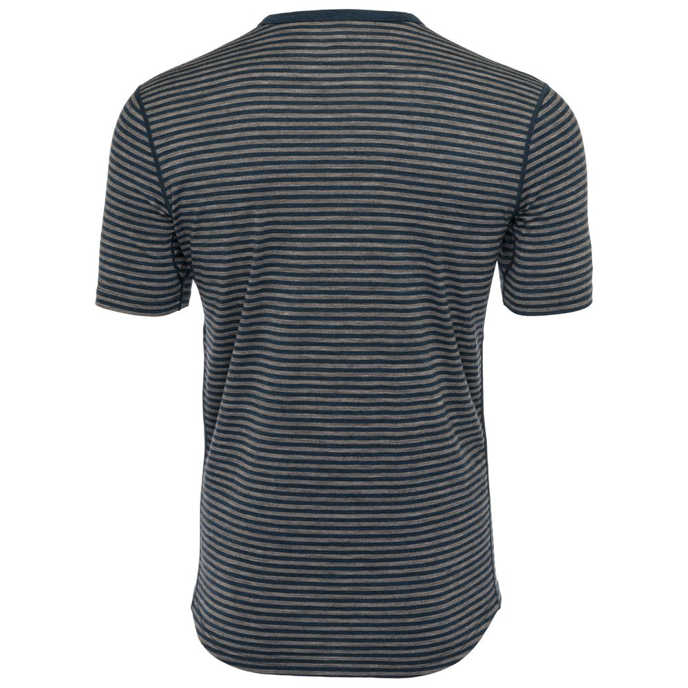 Isobaa | Mens Merino 150 Short Sleeve Crew (Stripe Petrol/Charcoal) | Gear up for performance and comfort with Isobaa's technical Merino short-sleeved top.