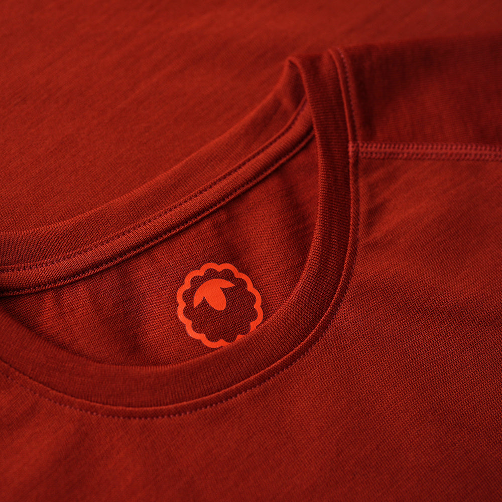 Isobaa | Mens IsoSoft 180 Short Sleeve Crew (Burnt Orange) | Performance-driven Merino short-sleeved top.