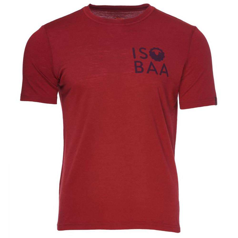 Isobaa | Mens Merino 150 Logo Tee (Red) | Gear up for adventure with Isobaa's superfine Merino tee.