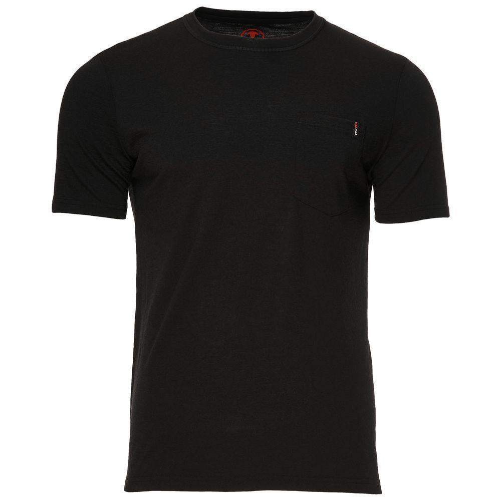 Isobaa | Mens Merino 150 Pocket Tee (Black) | Gear up for outdoor adventure with Isobaa's superfine Merino Tee – a perfect blend of comfort, practicality, and sustainable design.