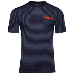 Mens Merino 150 Pocket Tee (Mini Stripe Navy/Denim)