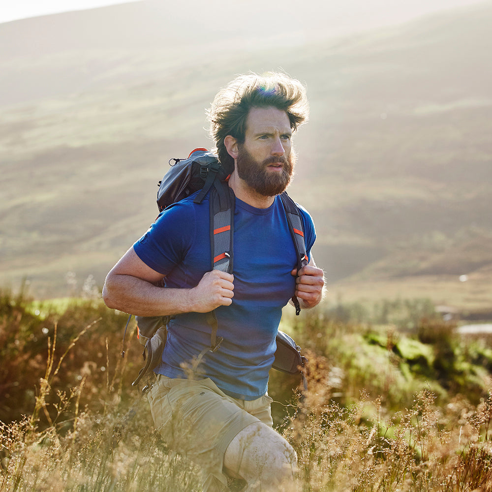 Isobaa | Mens Merino 150 Short Sleeve Crew (Blue) | Gear up for performance and comfort with Isobaa's technical Merino short-sleeved top.