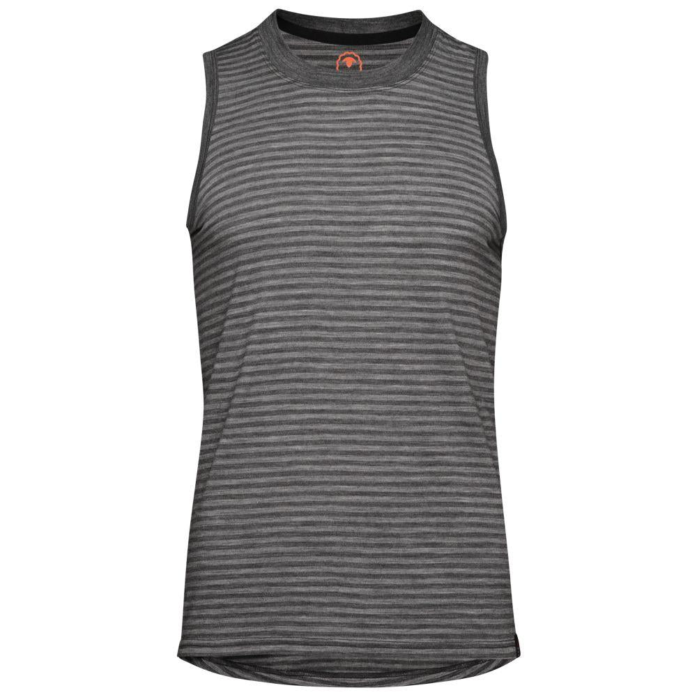 Isobaa | Mens Merino 150 Vest (Mini Stripe Smoke/Charcoal) | Be ready for any adventure with Isobaa's superfine Merino sleeveless Vest.