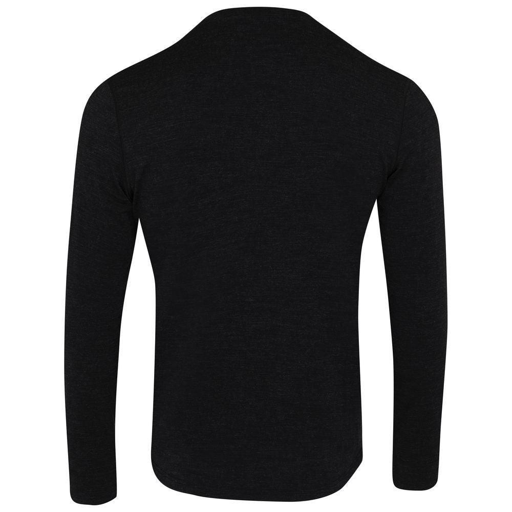 Isobaa | Mens Merino Blend 160 PJ Henley (Black Melange) | Relax with our superfine Merino blend Henley.