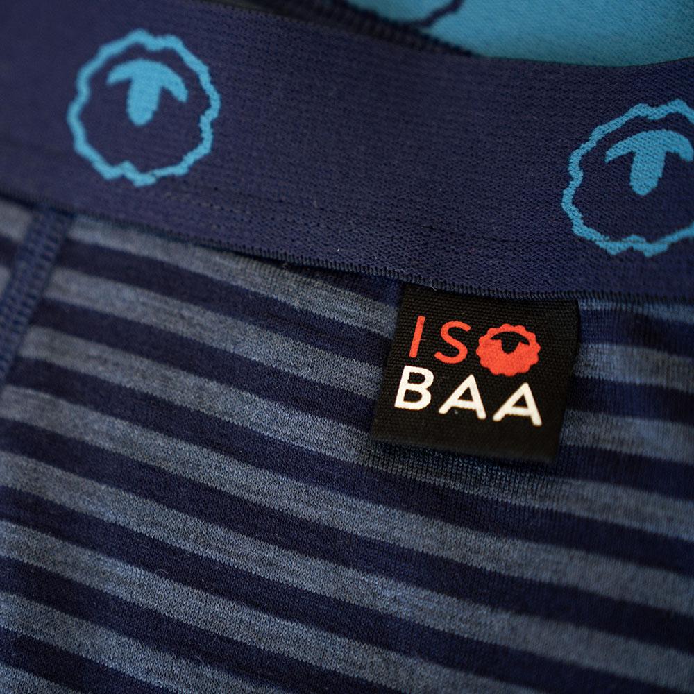 Isobaa | Mens Merino 180 Boxers (Mini Stripe Navy/Denim) | Ditch itchy, sweaty underwear and discover the game-changing comfort of Merino wool boxers.