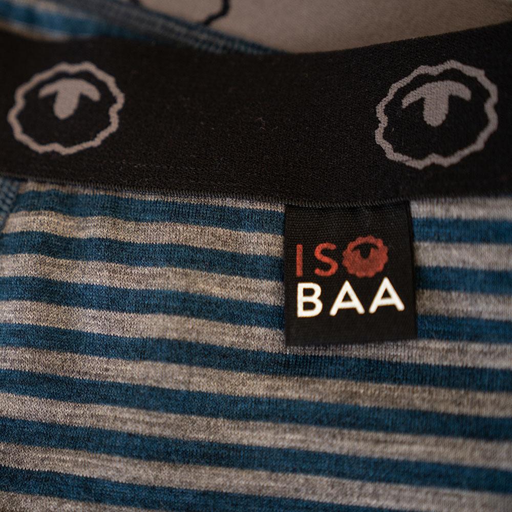 Isobaa | Mens Merino 180 Boxers (Mini Stripe Petrol/Charcoal) | Ditch itchy, sweaty underwear and discover the game-changing comfort of Merino wool boxers.