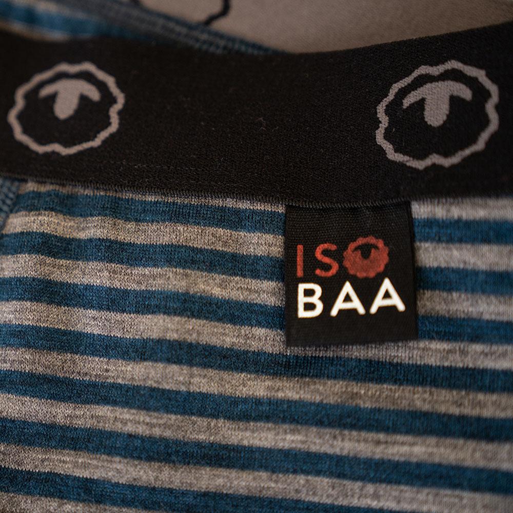 Isobaa | Mens Merino 180 Boxers (Mini Stripe Petrol/Charcoal) | Ditch itchy, sweaty underwear and discover the game-changing comfort of Merino wool boxers.