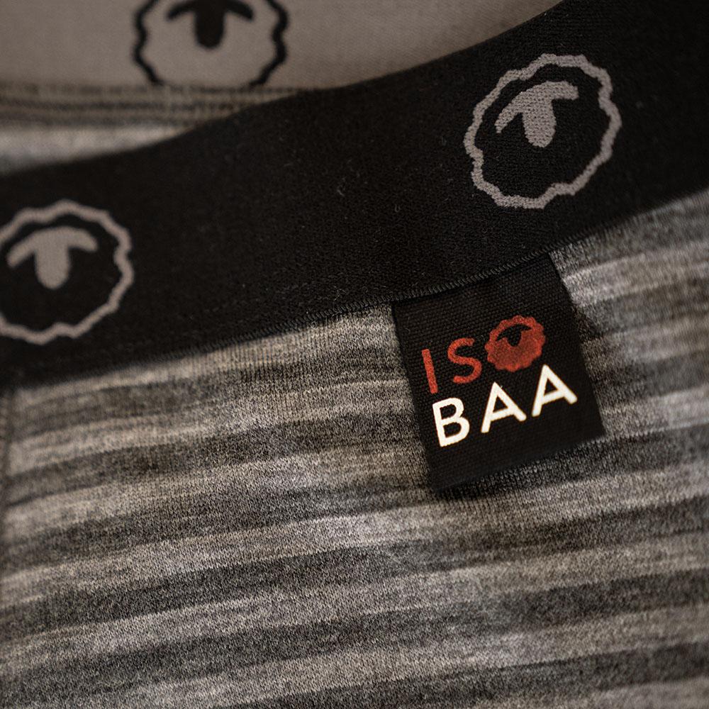 Isobaa | Mens Merino 180 Boxers (Mini Stripe Smoke/Charcoal) | Ditch itchy, sweaty underwear and discover the game-changing comfort of Merino wool boxers.