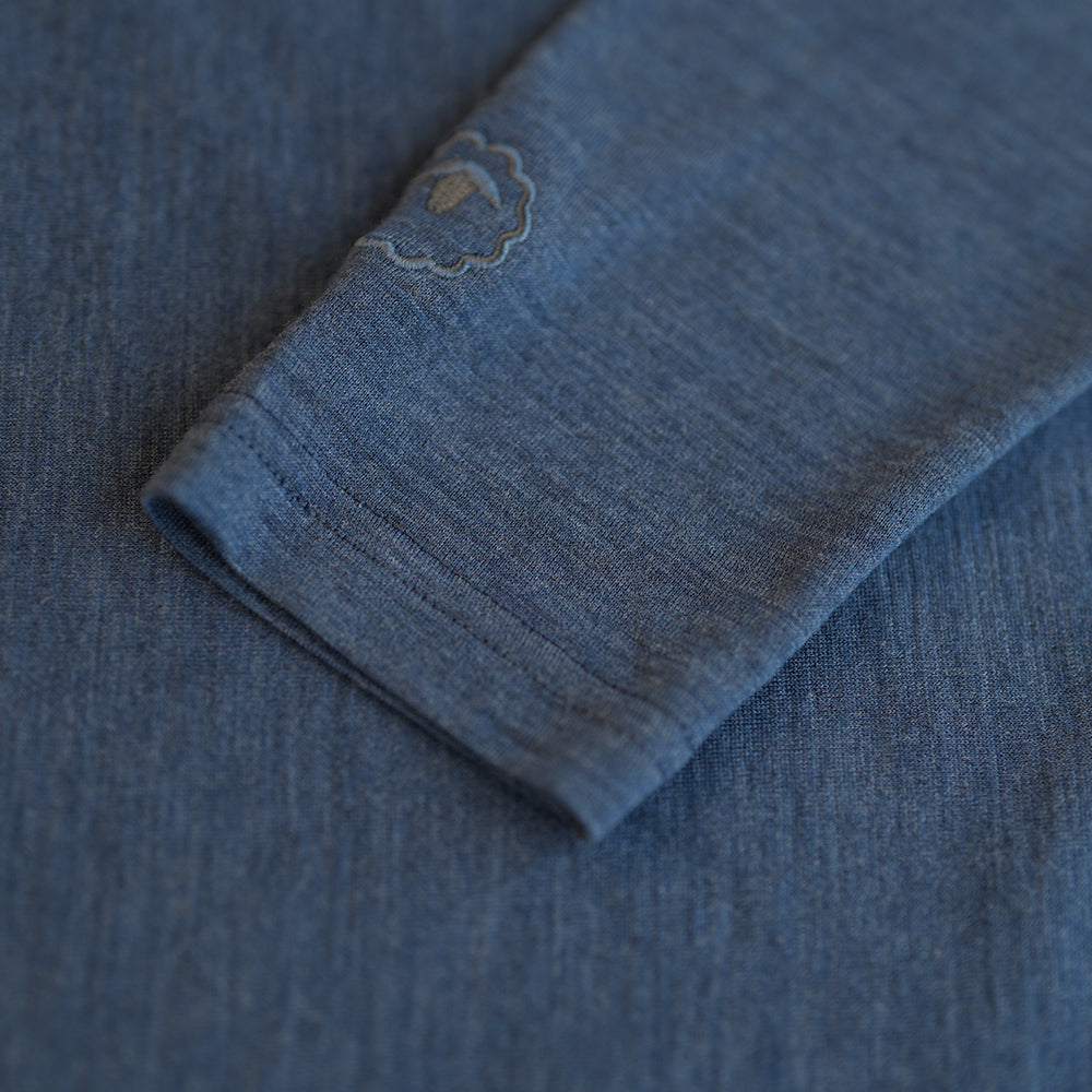 Isobaa | Mens Merino 200 Long Sleeve Polo Shirt (Denim/Navy) | Discover unmatched comfort with our 200gm Merino wool polo.