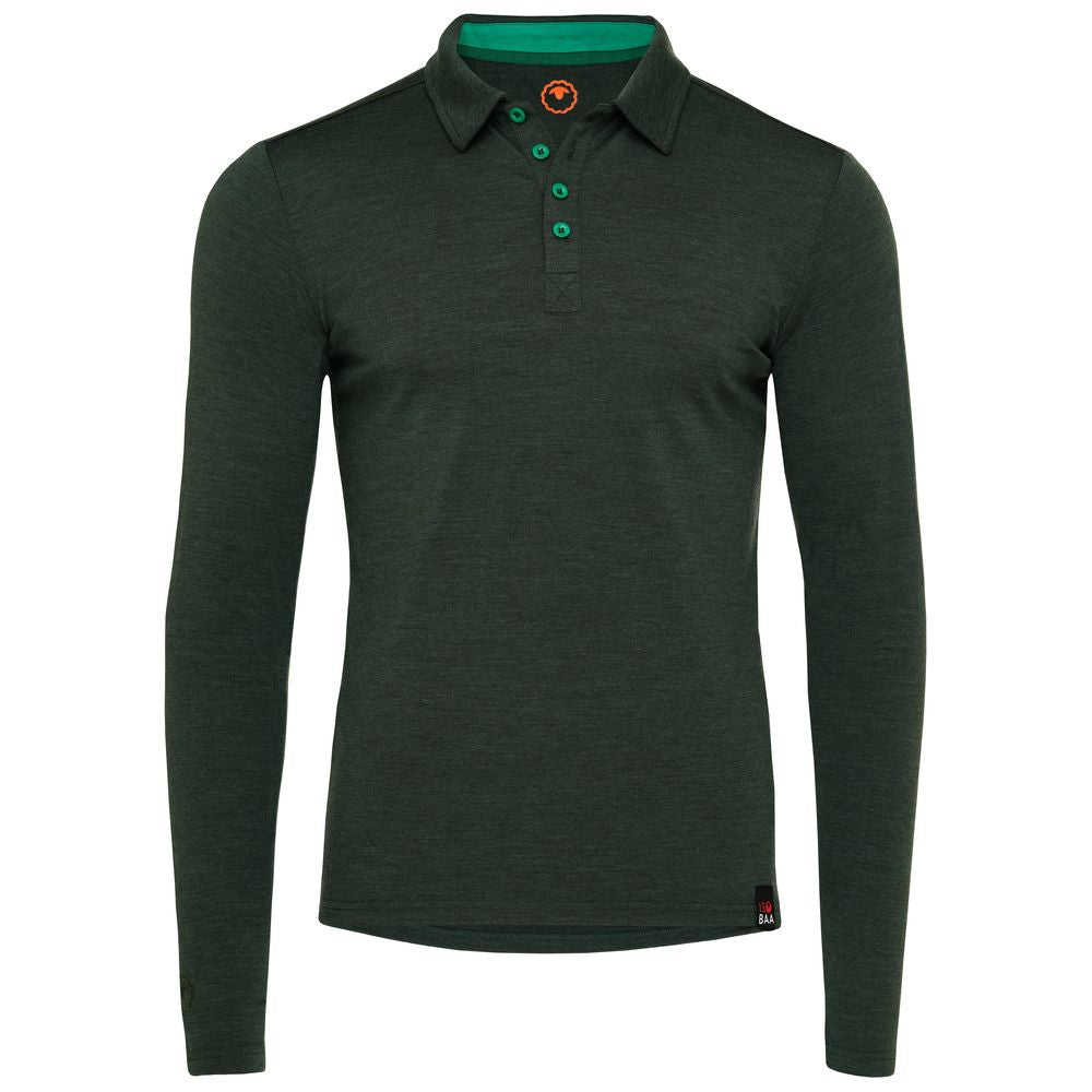 Mens Merino 200 Long Sleeve Polo Shirt (Forest/Green)