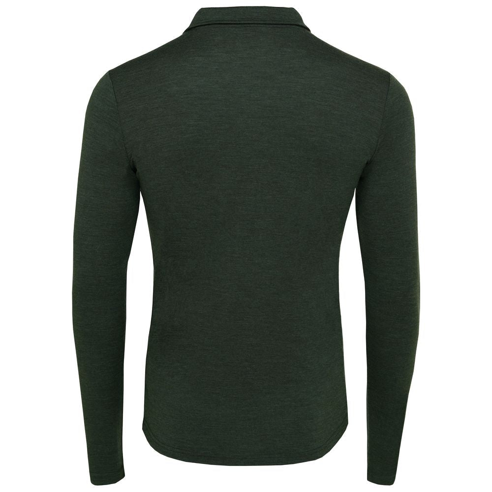 Isobaa | Mens Merino 200 Long Sleeve Polo Shirt (Forest/Green) | Discover unmatched comfort with our 200gm Merino wool polo.