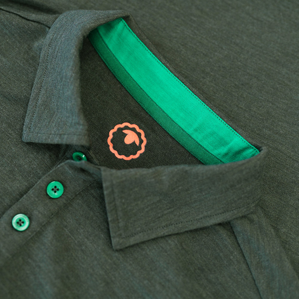 Isobaa | Mens Merino 200 Long Sleeve Polo Shirt (Forest/Green) | Discover unmatched comfort with our 200gm Merino wool polo.