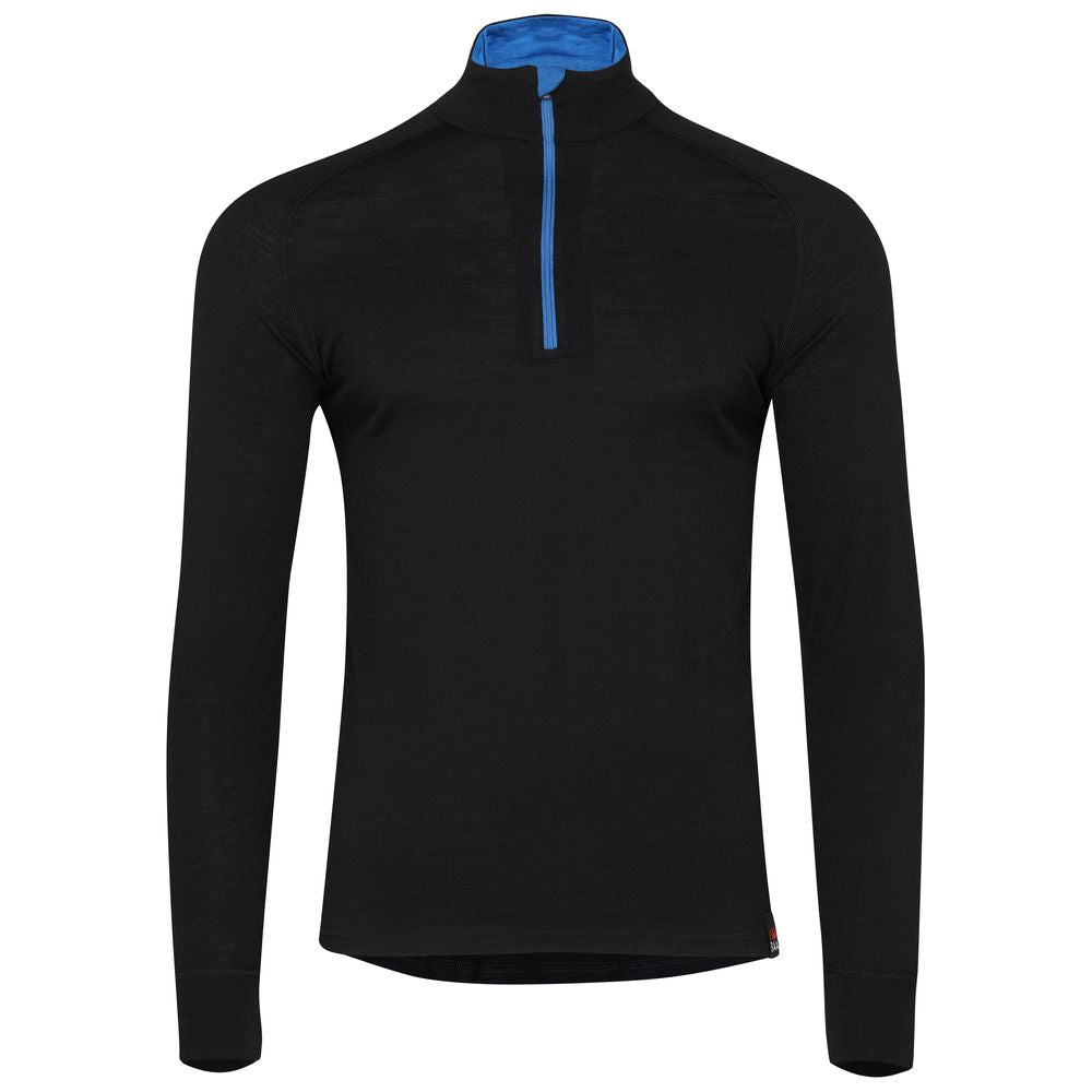 Isobaa | Mens Merino 200 Long Sleeve Zip Neck (Black) | Experience the best of 200gm Merino wool with this ultimate half-zip top – your go-to for challenging hikes, chilly bike commutes, post-workout layering, and unpredictable weather.