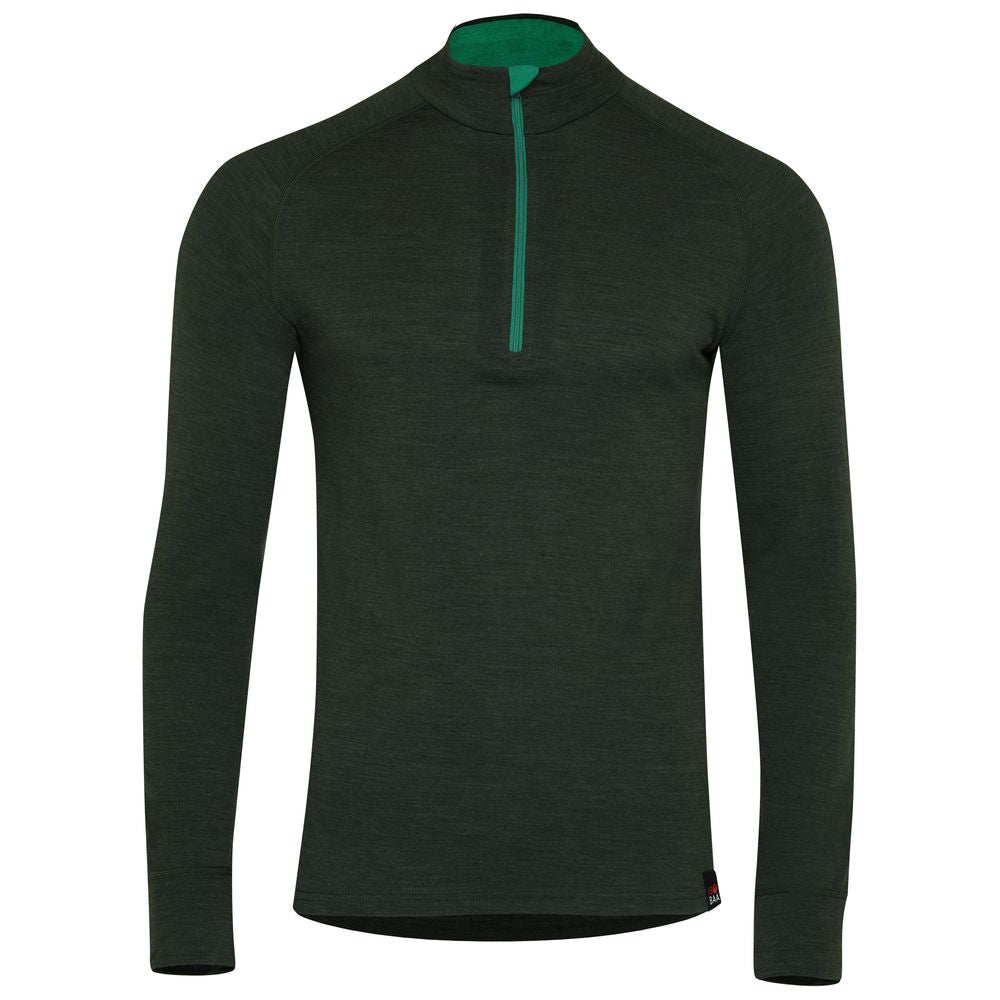 Isobaa | Mens Merino 200 Long Sleeve Zip Neck (Forest) | Experience the best of 200gm Merino wool with this ultimate half-zip top – your go-to for challenging hikes, chilly bike commutes, post-workout layering, and unpredictable weather.