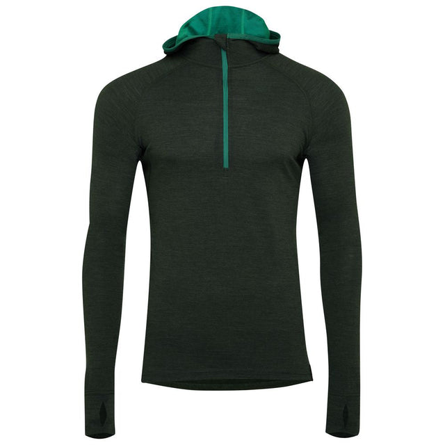 Isobaa | Mens Merino 200 Zip Neck Hoodie (Forest) | The ultimate 200gm Merino wool hoodie.