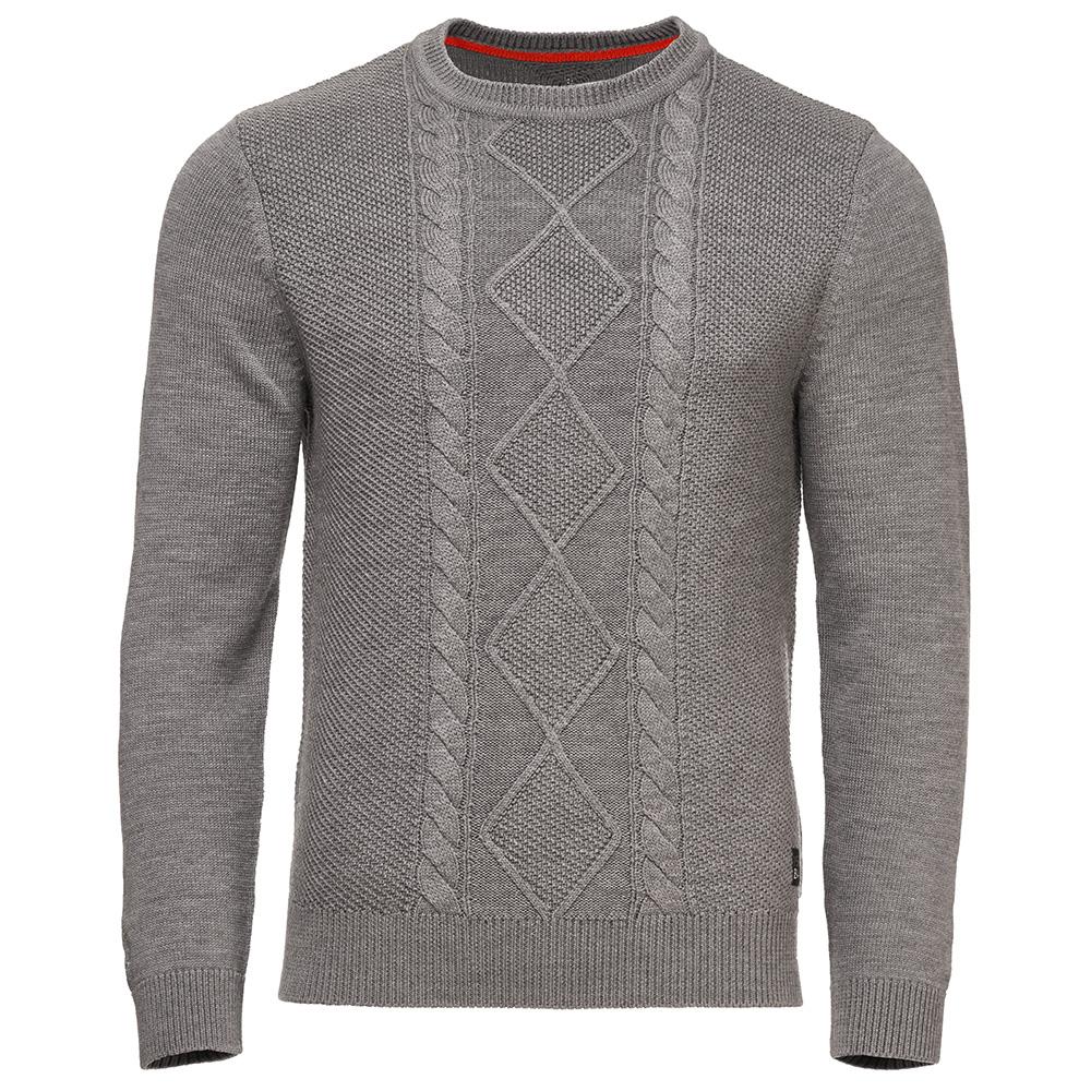 Isobaa | Mens Merino Cable Sweater (Charcoal) | Experience timeless style and outdoor-ready performance with our Merino wool crew neck sweater.