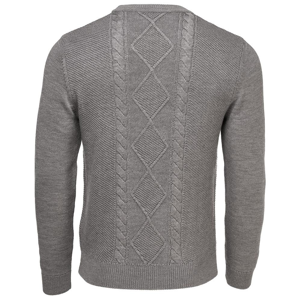 Isobaa | Mens Merino Cable Sweater (Charcoal) | Experience timeless style and outdoor-ready performance with our Merino wool crew neck sweater.